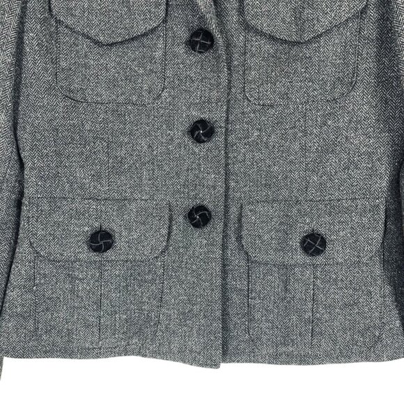 Tristan & Iseut blazer jacket wool blend- rayon grey  tweed size small - Picture 14 of 16